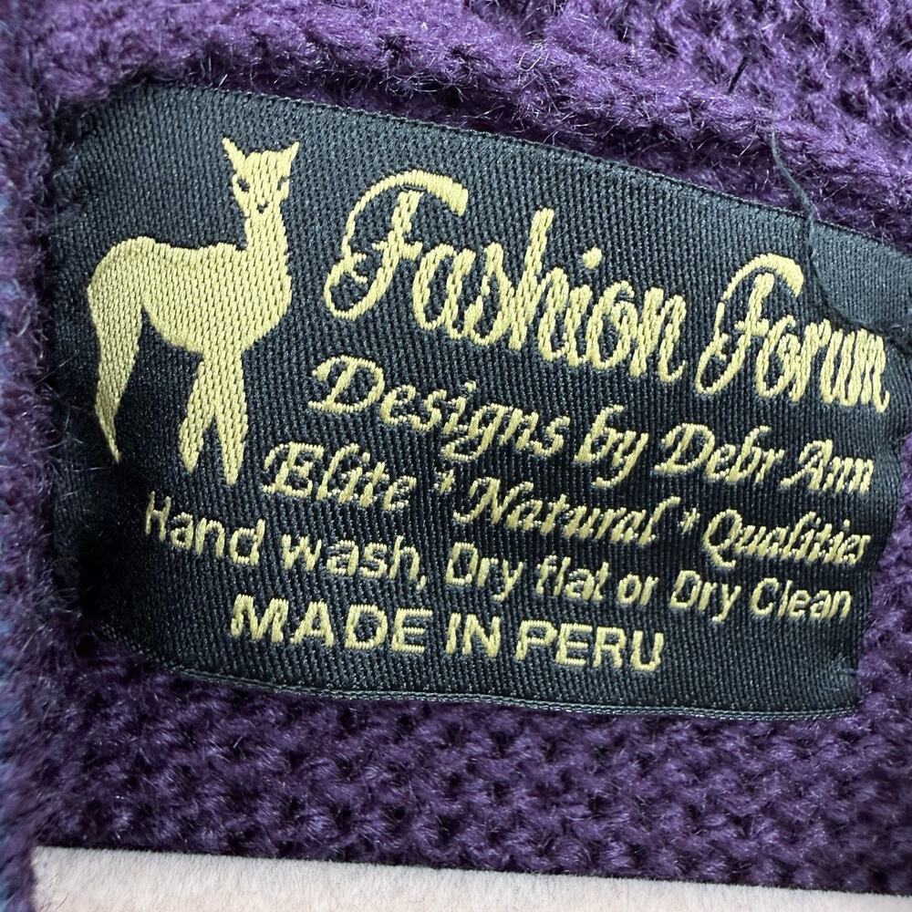 DebrAnn Weiss Alpaca Hooded Zip Cardigan Women L Fletch Purple Fashion Forum NWT - Picture 10 of 11